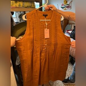 Quince Terracotta Orange Linen Sleeveless Swing Mini Dress sz XL Women's NWT